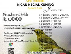 Open Turnamen Kicau Kecial Kuning Akan Meriahkan Rangkaian Masbagik Festival 2021 